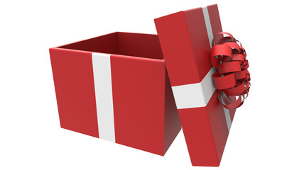 colored gift box in red and white