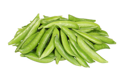 pile of fresh peas isolated on white background