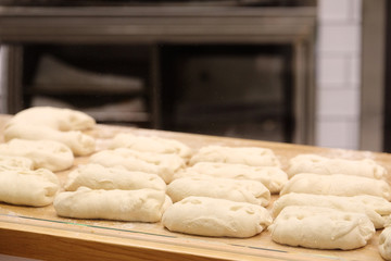 Bread before placing in hot oven.