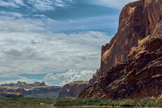 Rock formations in desert landscape, Moab, Utah, United States