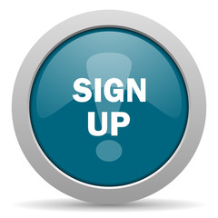 sign up blue glossy web icon