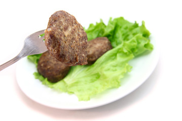 beef Patty on a fork