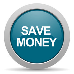 save money blue glossy web icon