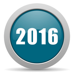 year 2016 blue glossy web icon