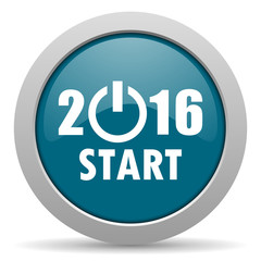 year 2016 blue glossy web icon