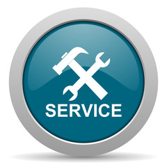 Obraz premium service blue glossy web icon