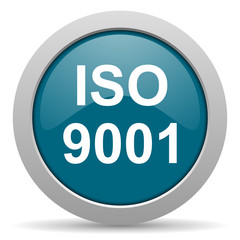 iso 9001 blue glossy web icon