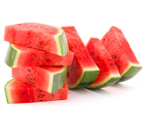 Sliced ripe watermelon isolated on white background cutout