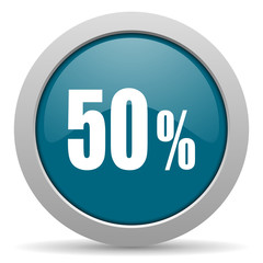 50 percent blue glossy web icon