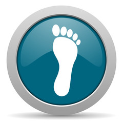 foot blue glossy web icon