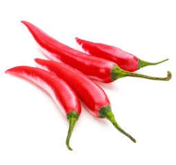 red chili or chilli cayenne pepper isolated on white  background