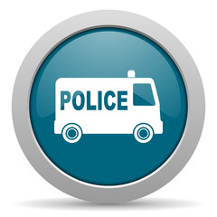 police blue glossy web icon