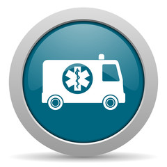 ambulance blue glossy web icon