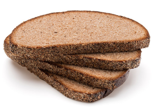 Slice of fresh rye bread isolated on white background cutout