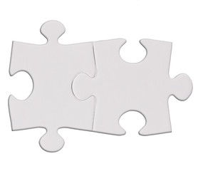 twoPuzzle pieces isolated on the white  background cutout