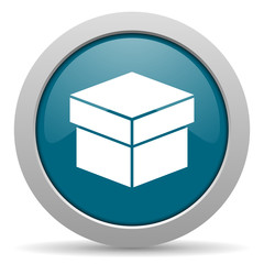 box blue glossy web icon