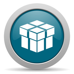 box blue glossy web icon