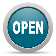 open blue glossy web icon