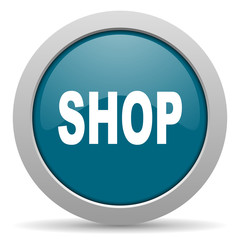 shop blue glossy web icon