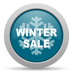 winter sale blue glossy web icon