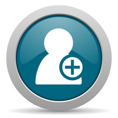 add contact blue glossy web icon