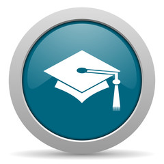 education blue glossy web icon