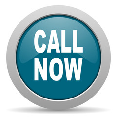 call now blue glossy web icon