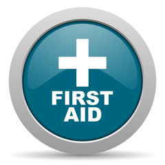 Obraz premium first aid blue glossy web icon