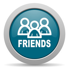 friends blue glossy web icon