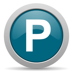 parking blue glossy web icon