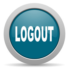 logout blue glossy web icon
