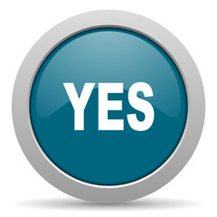 yes blue glossy web icon
