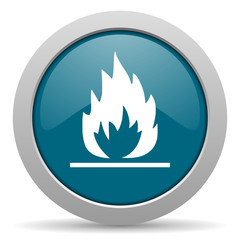 flame blue glossy web icon