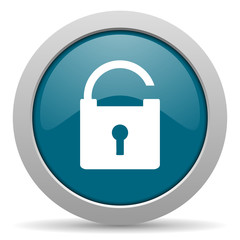 padlock blue glossy web icon