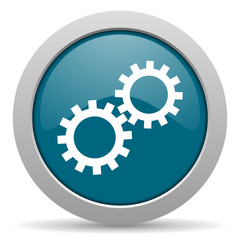 gear blue glossy web icon