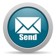 send blue glossy web icon
