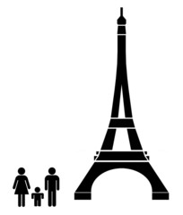 Famille devant la Tour Eiffel