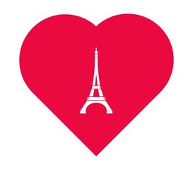 Fototapeta na wymiar Tour Eiffel dans un cœur