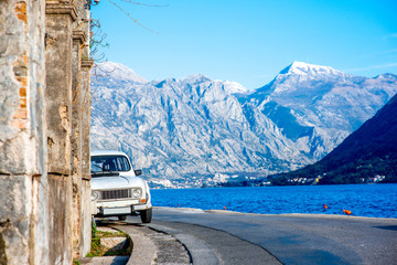 Old car near the sea
