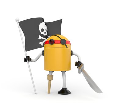 Robot pirate with flag