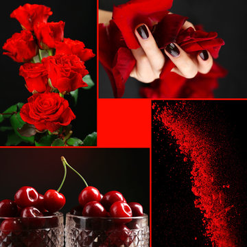 Red color images in collage