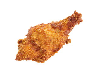 Fried chicken leg isolated on a white background