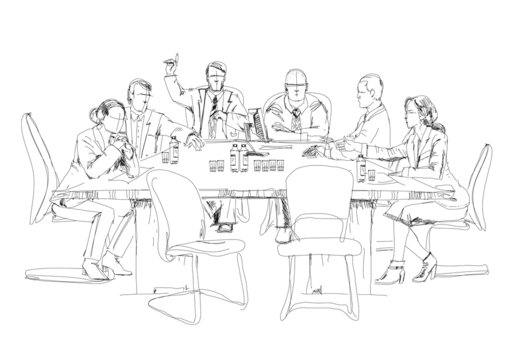 Business meeting, sketch