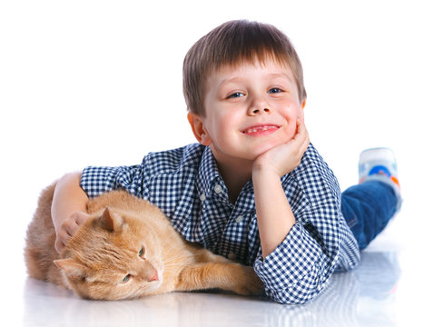 Boy with his cat