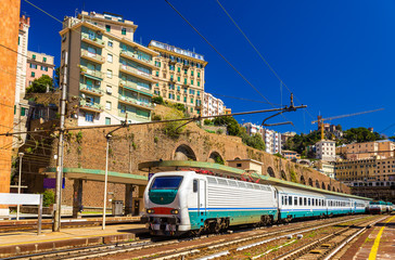 Passenger train at Genova Piazza Principe railway station - Ital