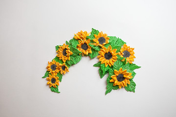 Handmade Christmas Ornament, paper handmade flowers, close up.