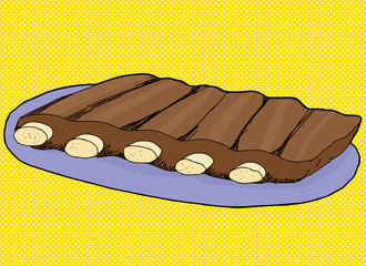 Spare Ribs on Blue Plate