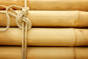 Bamboo panel with a rope tied.