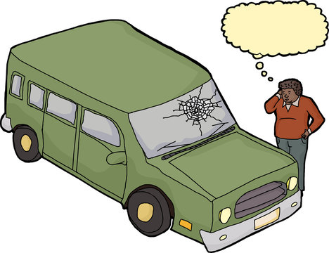 recommend clip art: Sad Man with Damaged Windshield