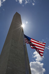 washington monument with american flag
